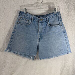 Vintage Carhartt Light Wash Denim Frayed Hem High-Waisted Shorts Streetwear
